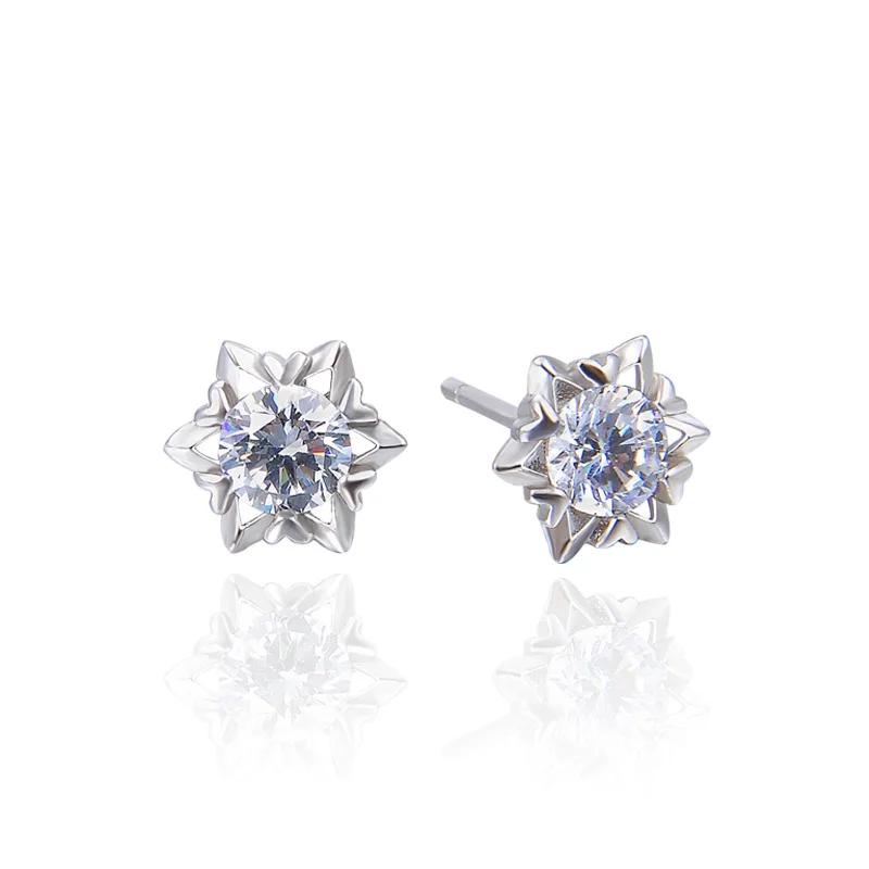 

YJ00896 Fashion New Star Zircon Ear Nails S925 Silver Earrings Heart Accessories Women Ear Studs Jewelry