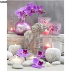 Алмазная 5D картина сделай сам, цветы, Будда, полноразмерная круглая Алмазная вышивка, набор цветов, картина стразы, украшение для дома, искусство