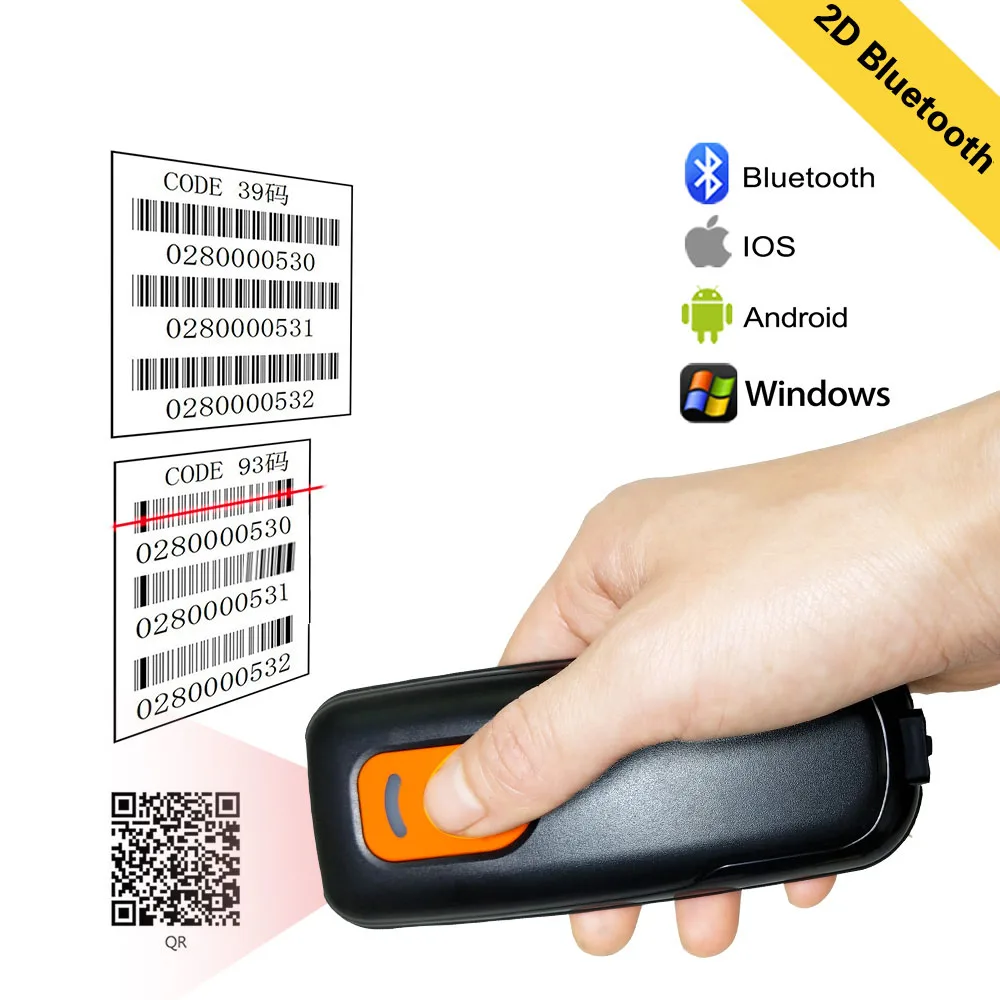 P1620 Wireless 2D Yanzeo 1D/2D USB проводной Bluetooth беспроводной считыватель QR считыватель штрих-кода PDF417 IOS Android IPAD ручной 2,4G сканер штрих-кода - Цвет: P1620 Wireless 2D