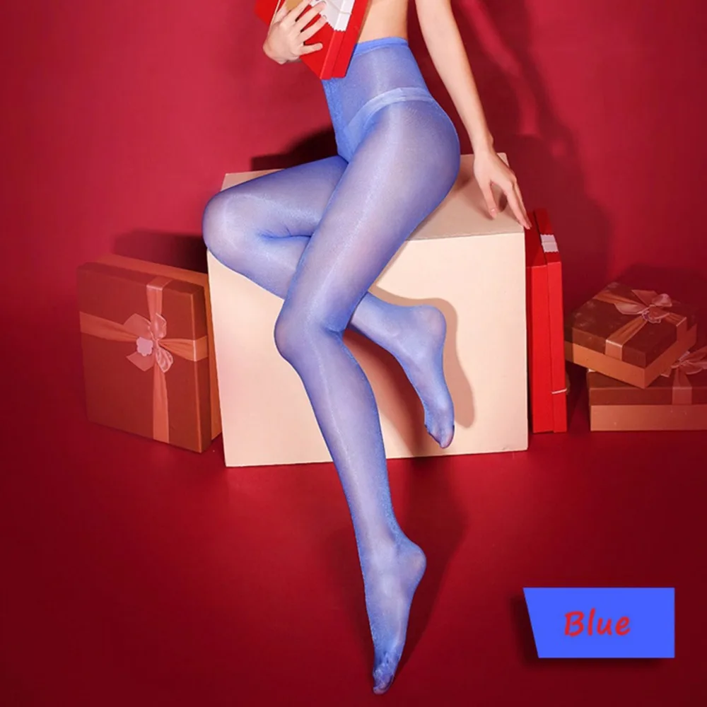 Пикантные блестящие колготки с высокой талией открытой промежностью женские