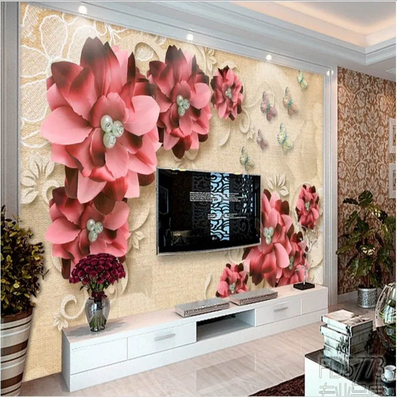 

beibehang Large Custom Wallpaper Retro Jewelery Flower Living Room TV Backdrop Living Room Bedroom Sofa Decoration