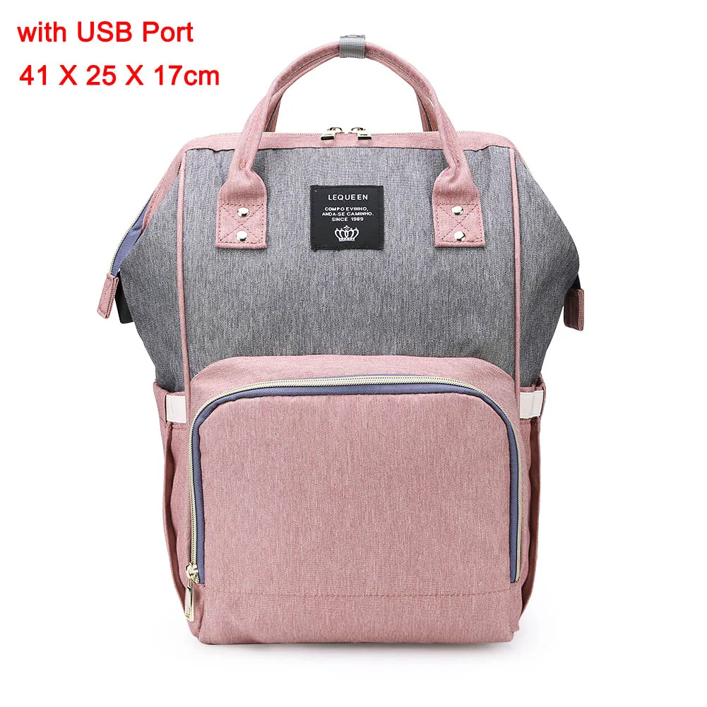 As picture LEQUEEN, модная USB сумка для подгузников для мам и мам, большой дорожный рюкзак для кормления, дизайнерская Детская сумка для коляски, рюкзак для детских подгузников - Цвет: As picture