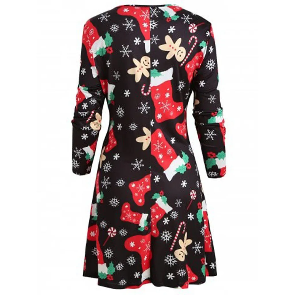 Бесплатная доставка женское рождественское платье с принтом страуса вечернее