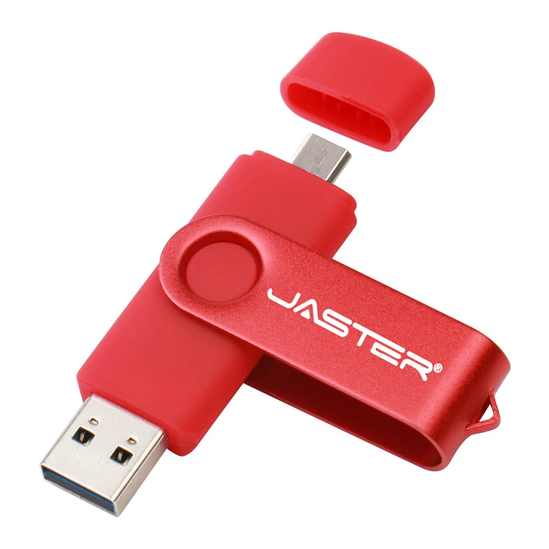 JISTER Usb 2,0 OTG USB флеш-накопитель, смартфон, планшетный ПК, 4 ГБ, 8 ГБ, 16 ГБ, 32 ГБ, 64 ГБ, 128 ГБ, флешки OTG, Usb флешка с реальной емкостью - Цвет: Red