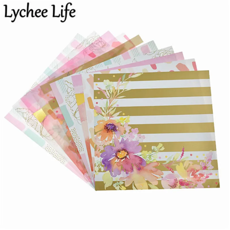Lychee Life Lovely серия Материал набор бумаги Красочные с цветочным пером сердце напечатанная бумага DIY ручной работы скрапбук крафт бумага