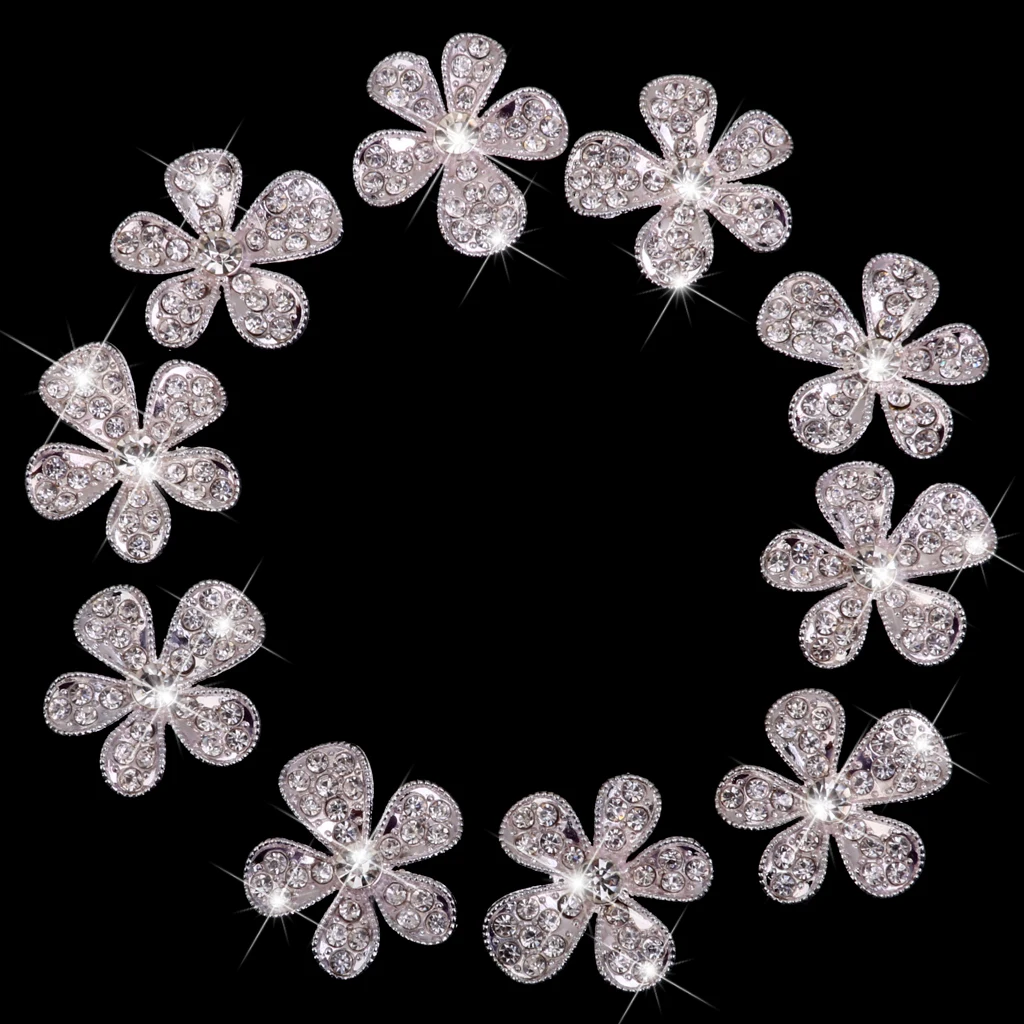 New Hot Sale Phenovo Crystal Flower Rhinestone Buttons DIY Craft Embellishment Silver for Garment Bags HeadbanSewing Supplies | Дом и сад