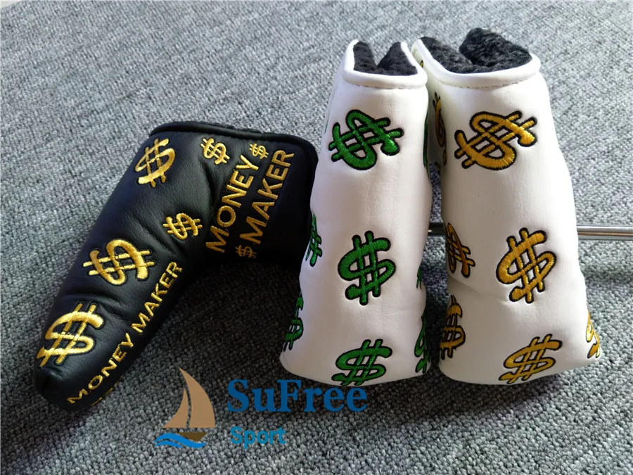 

Many Options Dollar Symbol Embroidered Golf Putter Head Cover Money Market Golf Blade Club Headcovers