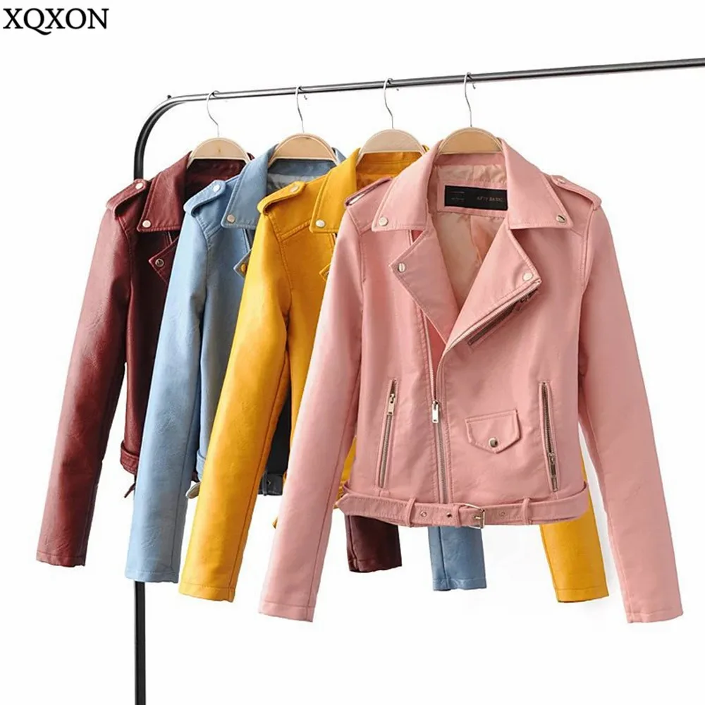 Женская куртка-бомбер с поясом винно-красная куртка из искусственной кожи