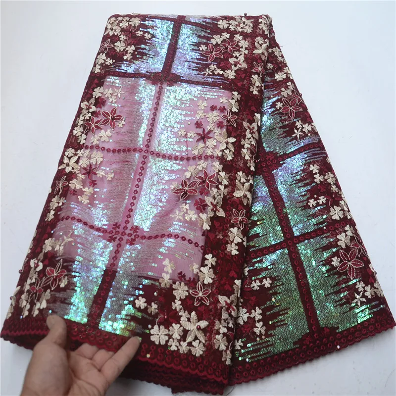 White African Lace Fabrics With Sequins And Beads French Fabric 2019 High Quality For Nigerian Women PSA310-2 | Дом и сад