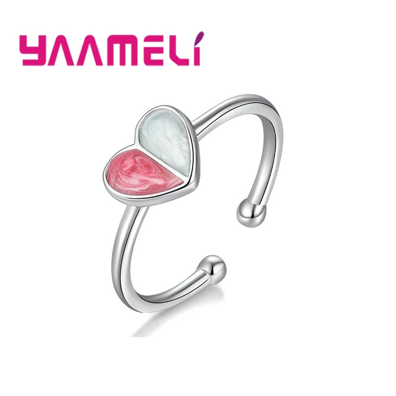 

Hot Sale 925 Sterling Silver Sweet Love Heart Finger Rings for Women Fashion Wedding Jewelry Girlfriend Gift