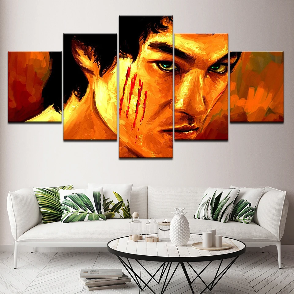 5 панелей &quotКитайский кун фу&quot Брюс Ли Печать холст картина украшения дома