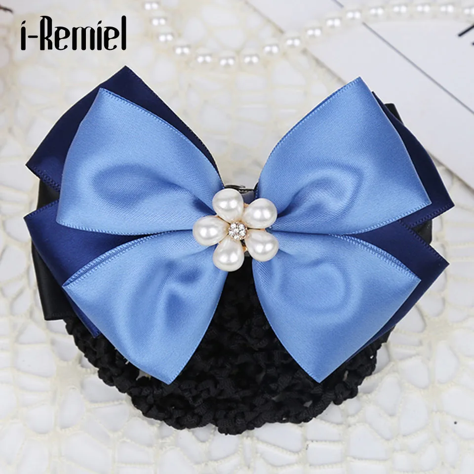 I Remiel цветок Цветочная кружевная атласная лента крючком бантик булочка Net Snood