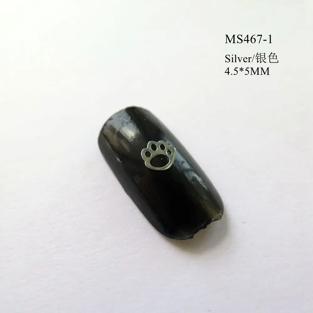 MS467-1 Silver 100 шт./пакет серебро/золото с капюшоном «Китти Кэт» птица пчела ананас неклеевой мягком металле Стикеры нейл-арта украшения m31 - Цвет: MS467-1 Silver