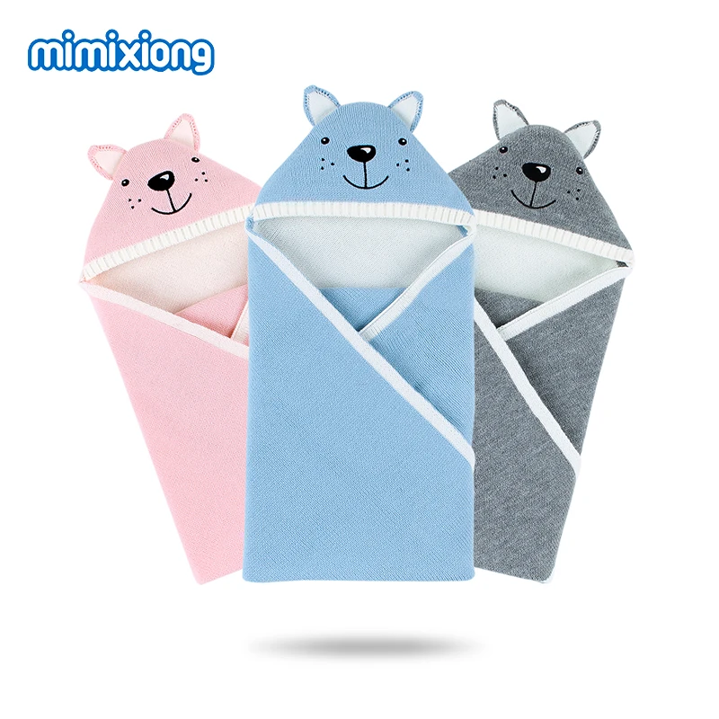 Детские спальные мешки Bebes, конверты, пеленка для младенцев, спальный мешок с мультяшным медведем, вязаный чехол для коляски для новорожденных мальчиков и девочек, игровой коврик