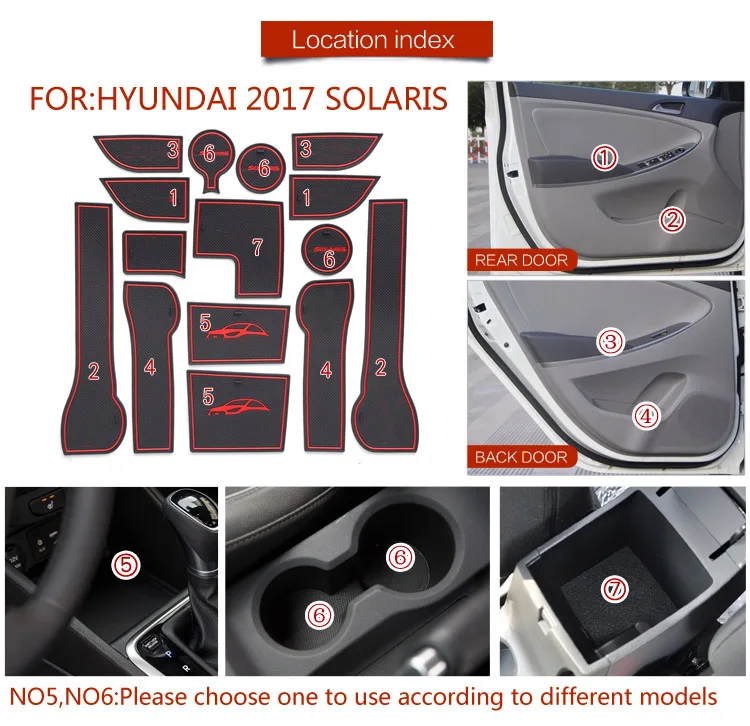 15cs/Набор для Hyundai 2017 SOLARIS анти скольжения салона Салонные подложки