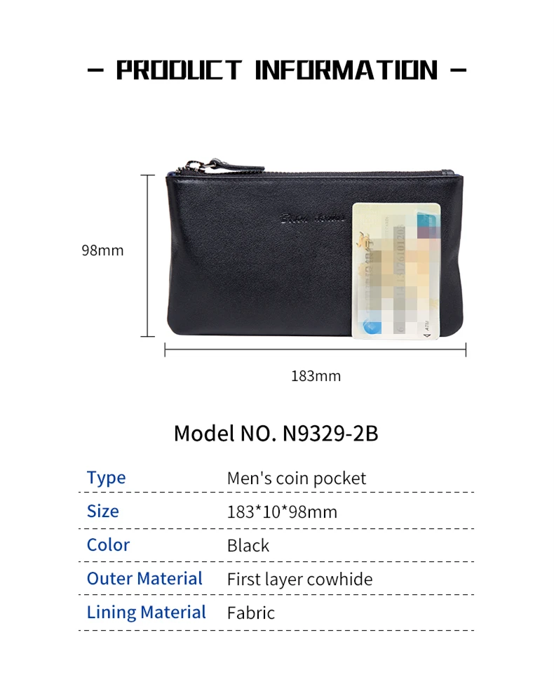BISON DENIM натуральная кожа мужской кошелек на молнии для монет супер мягкий держатель для карт кошелек классический телефон длинный клатч для мужчин N9329
