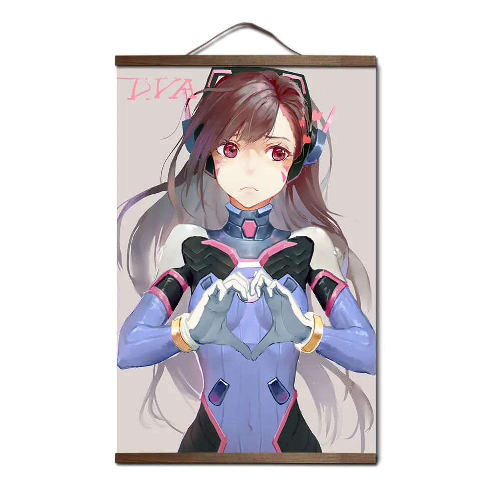 10 Overwatchs d. va плакат для HD холст декоративные постеры настенная живопись с твердой древесины подвесной прокрутки - Цвет: 10