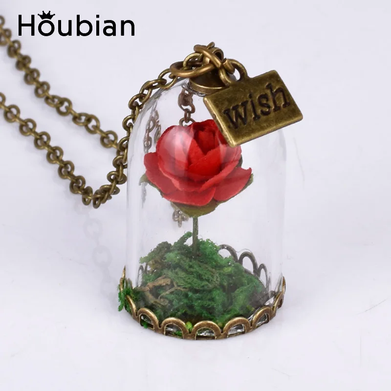 Винтажное стеклянное ожерелье Houbian 20 шт./лот в виде сушеных цветов бутылочки