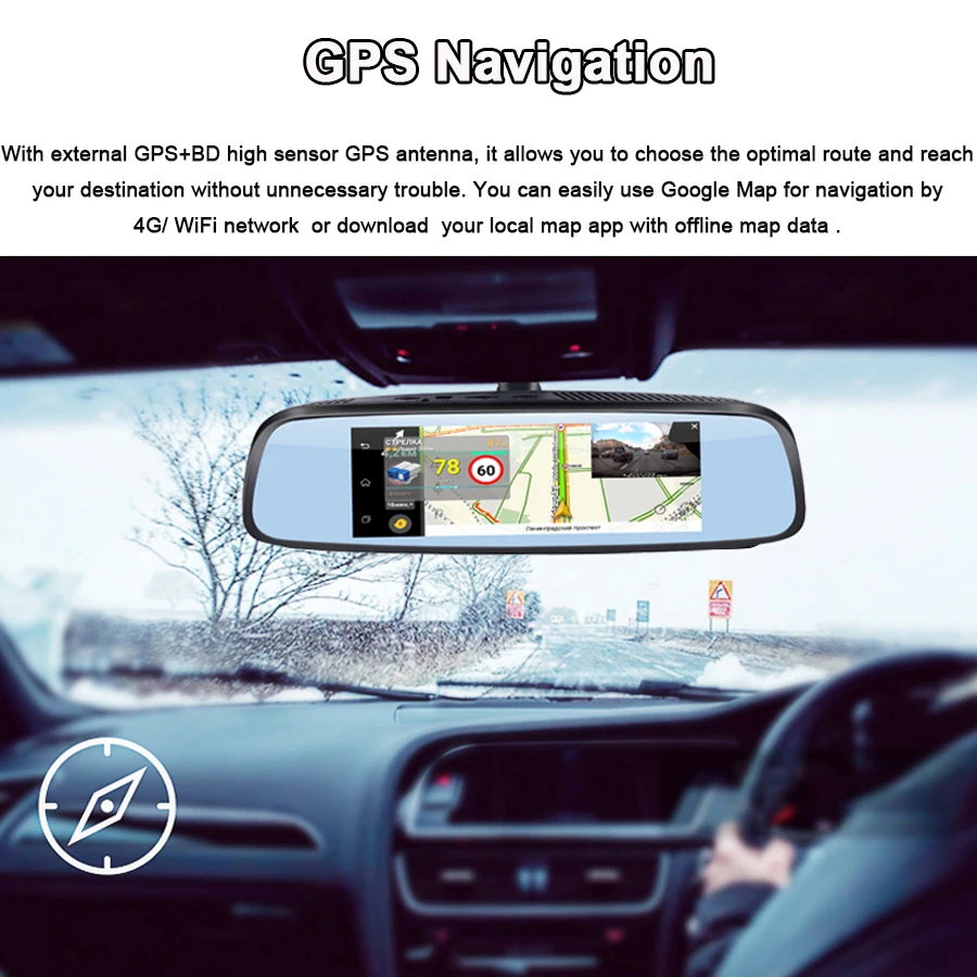 Bluavido 8 0 &quot4G Автомобильное зеркало заднего вида DVR GPS навигация ADAS Full HD 1080P видео