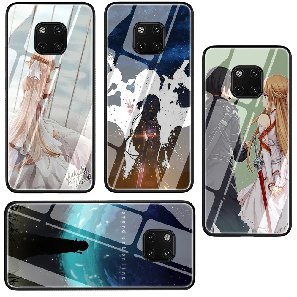 Sword Art Online SAO аниме чехол из закаленного стекла для телефона huawei P10 P20 P30 Y6 Y9 Honor 8X 7A pro 9 10 Lite mate 20 Lite