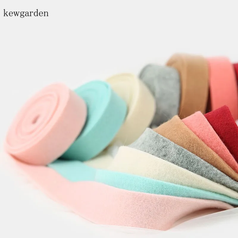 Kewgarden Handmade Tape Wool Felt Fabric Ribbons DIY Bowknot Flower Ribbon 50MM 2&quot Accessories Gift Bouquet 5 Meters | Дом и сад