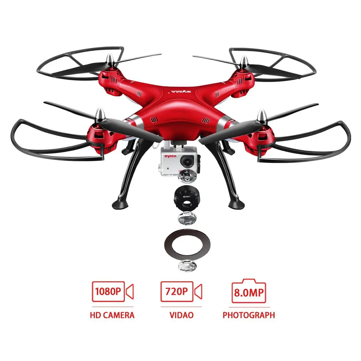 Syma X8HG 8.0MP hd-камера Дрон с удержанием высоты и безголовым режимом 3D флипы RC Квадрокоптер