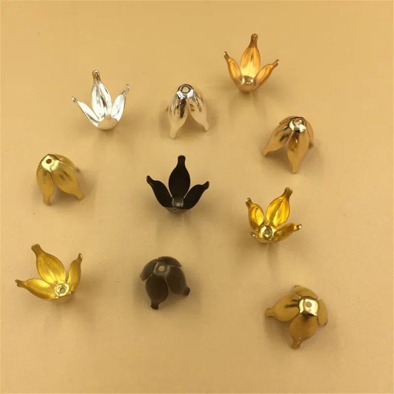 

50pcs 10x13mm Copper Flower Spacer Bead Caps For DIY Jewelry Filigree Loose Bead End Caps Handmade