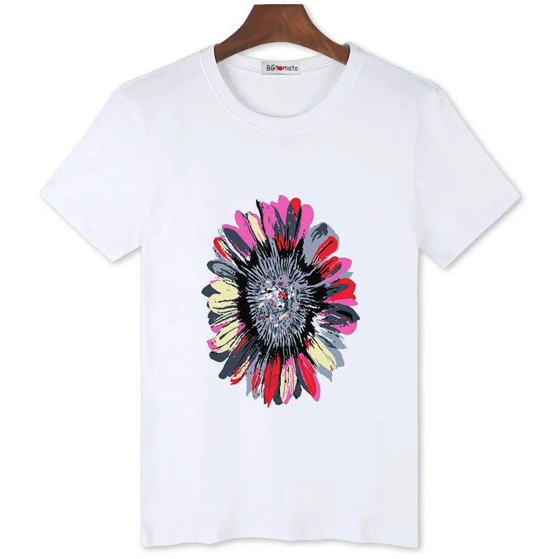 

BGtomato Colorful Sunflower printing tshirt creative design beautiful t-shirt for men good quality comfortable summer shirts