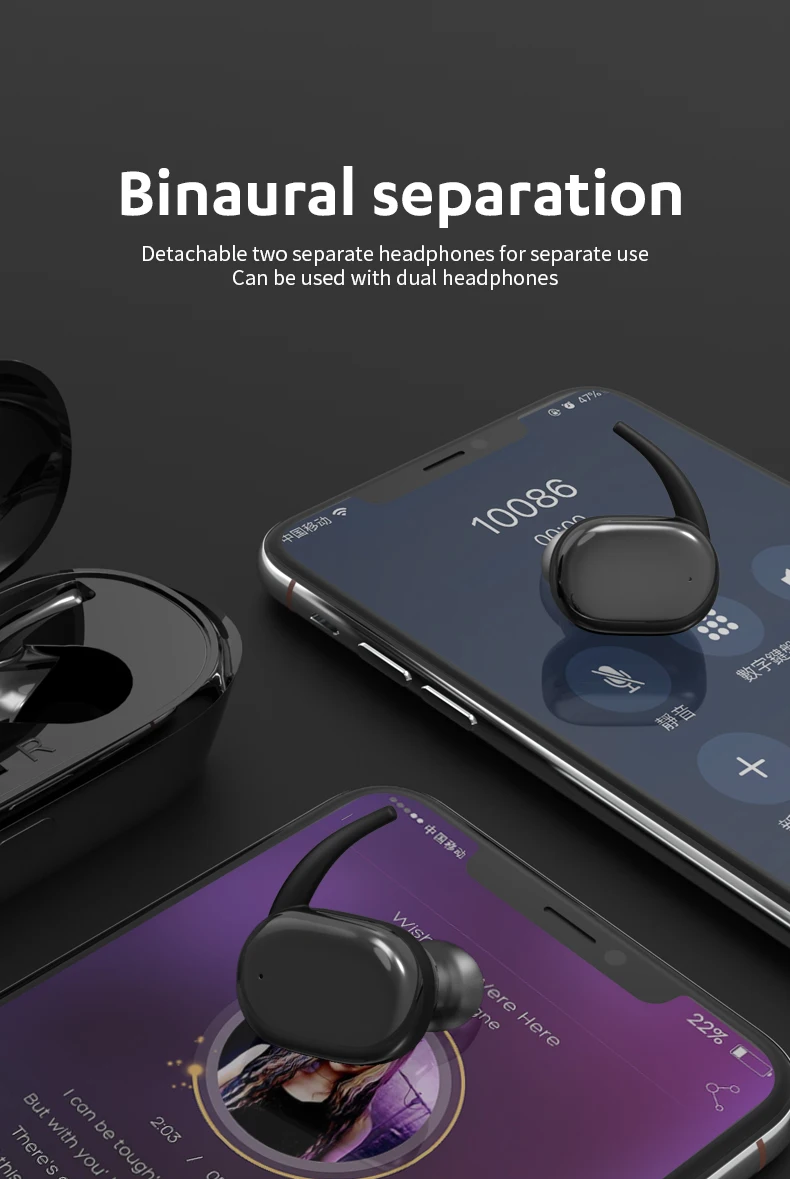 Сенсорный экран работают наушники-вкладыши TWS Bluetooth наушники V5.0 Двойной Наушники Стерео звонки воспроизведения музыки Беспроводной гарнитура с Портативный зарядный чехол