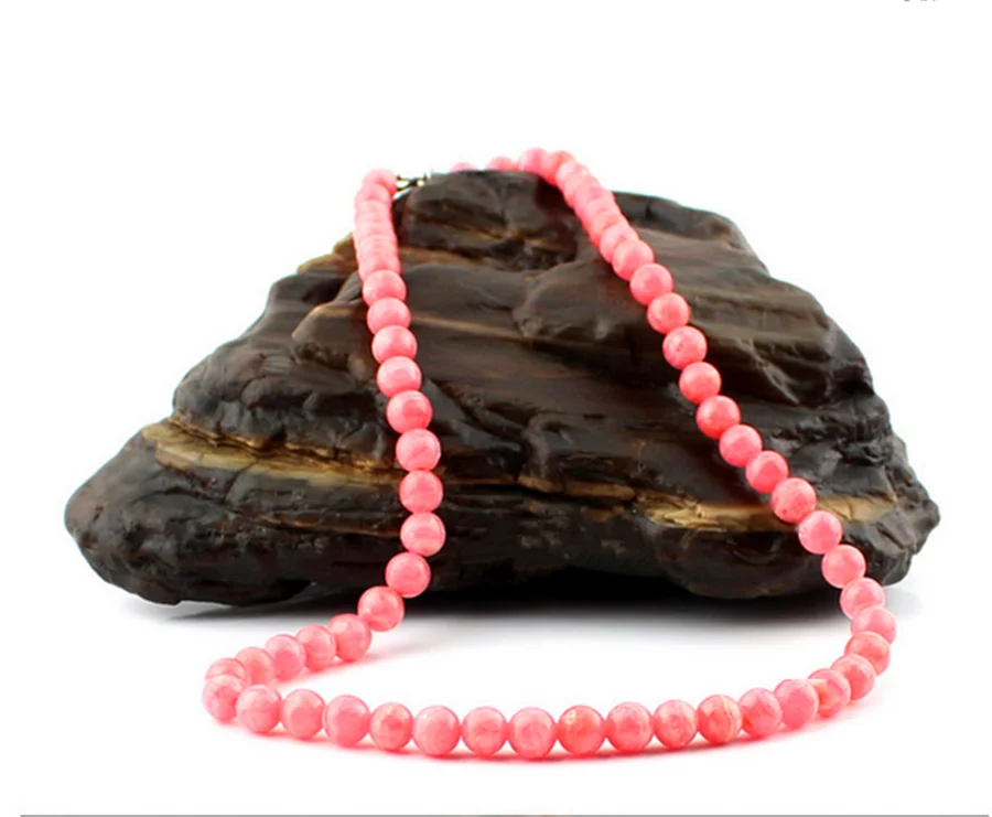 6mm Genuine Red Natural Rhodochrosite Gemstone Necklaces Women Female Stone Long Chain Necklace | Украшения и аксессуары