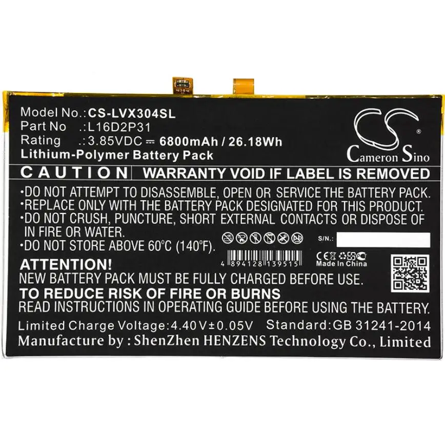 Аккумулятор Cameron Sino 6800mah Для LENOVO Tab 4 10 1 ZA2J0030SE TB X304F/L/N/XL X304F ZA2J0030S L16D2P31|Аккумуляторы