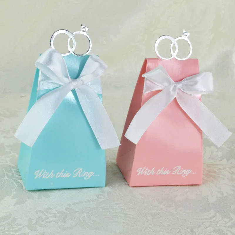 5 шт. коробка для конфет с лентой|ring style|box with ribbonring pink |