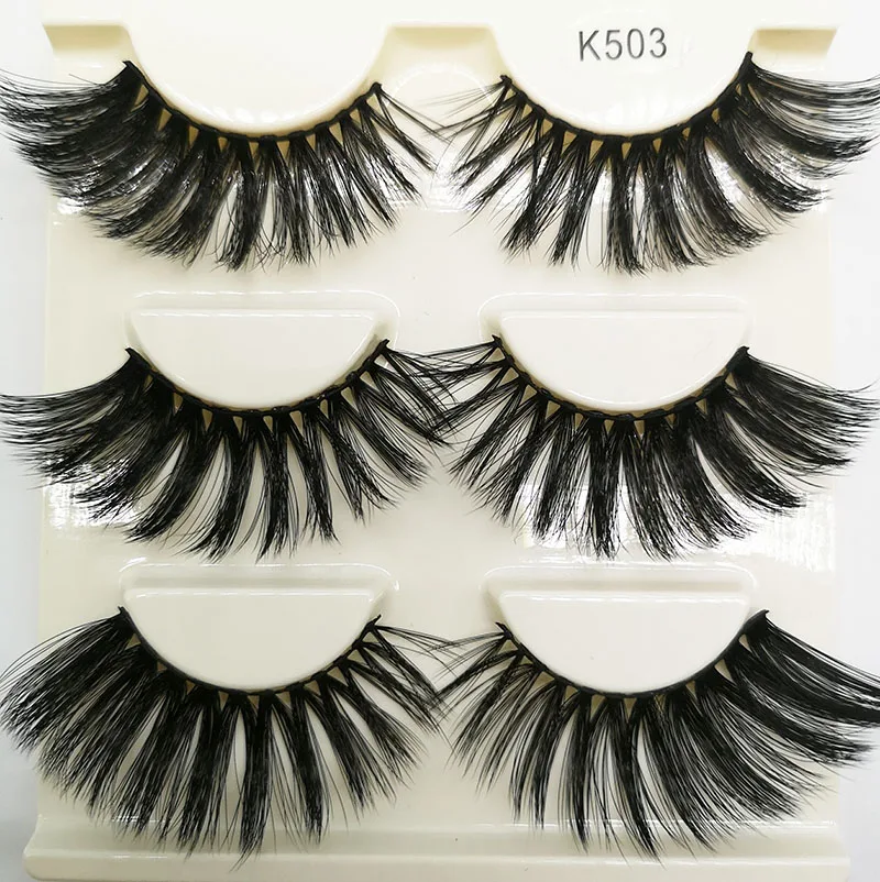 3 пары накладных ресниц черные хлопковые стебли натуральные Длинные