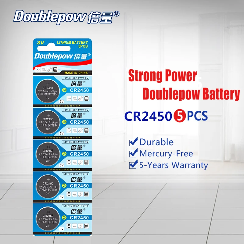 Качество 5 шт/2 карты Doublepow DP-CR2450 3V литиевая Кнопка батарея монета CR2450.DL2450 ECR2450 GPCR2450
