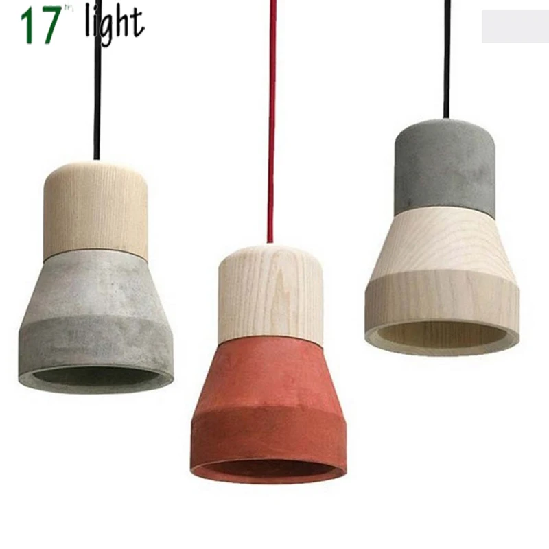 

American Country Style cement Pendant Light 120cm wire E27 / E26 Socket Droplight 4 colors wood indoor Decoration Hanging Lamp