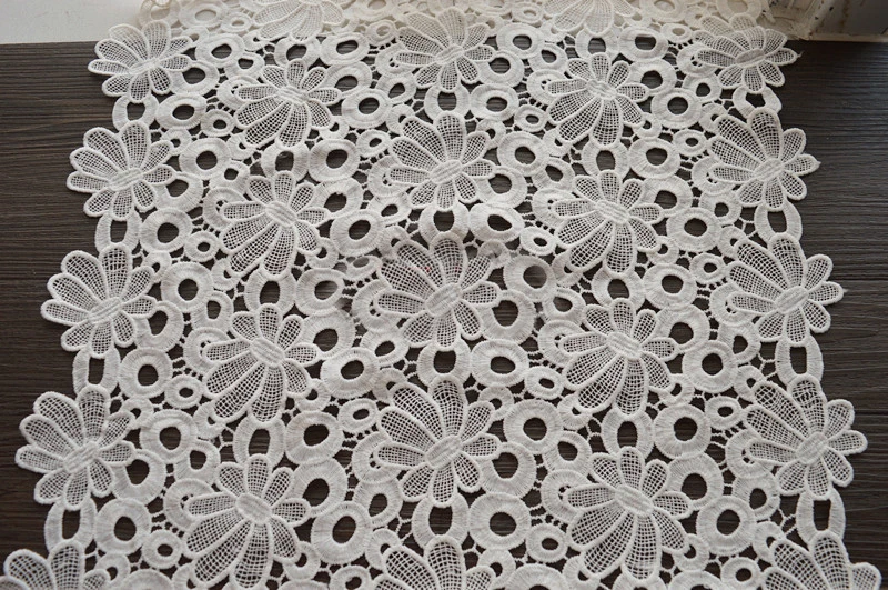 

42cm 16.53" wide 2 yard ivory milk silk embroidered tapes lace trim ribbon clothes dress fabric 1133160QL4K26
