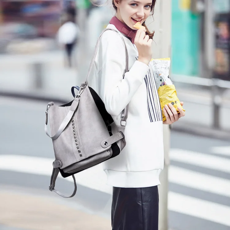 Gdzhlbag модные заклепки Для женщин рюкзак кожа + PU школьная сумка для подростков