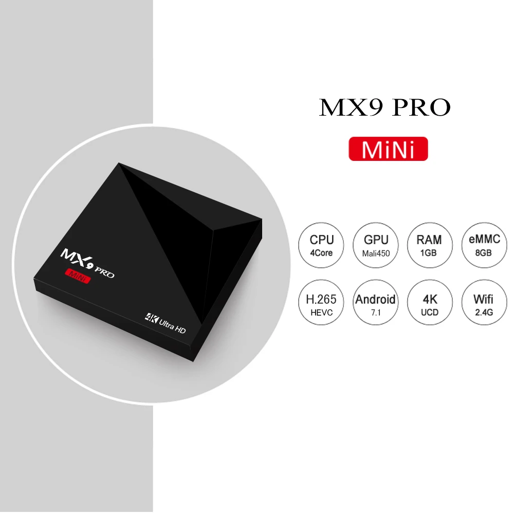 ТВ-приставка Excelvan MX9 Pro Mini 1 ГБ 8 Android 7 четырехъядерный процессор RK3328 64 бит 4K 3D 2 4G WiFi