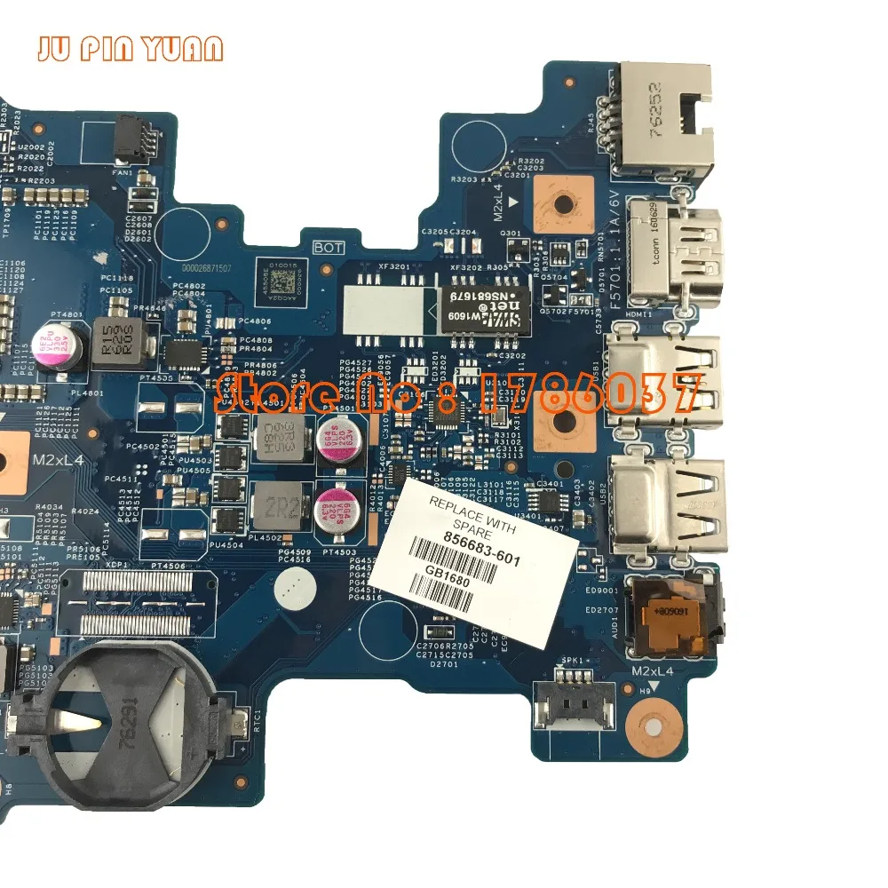 Ju pin yuan 856683-601 856683-501 448.08E01.0021 для hp notebook 17-X series Материнская плата с i3-6100U ЦП полностью протестирована