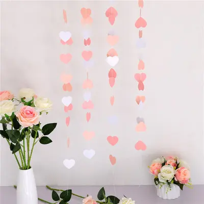 1 шт. 1,6 м или 2 м Бумага Star Форма строка баннеры Красочные Подвесные буквы Романтический День рождения Свадебная вечеринка Главная Висячие украшения - Цвет: pink gold heart