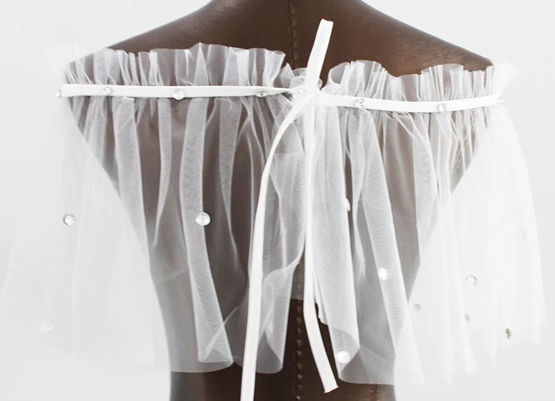 ZUOYITING Свадебная куртка цвета слоновой кости тюль с открытыми плечами женская