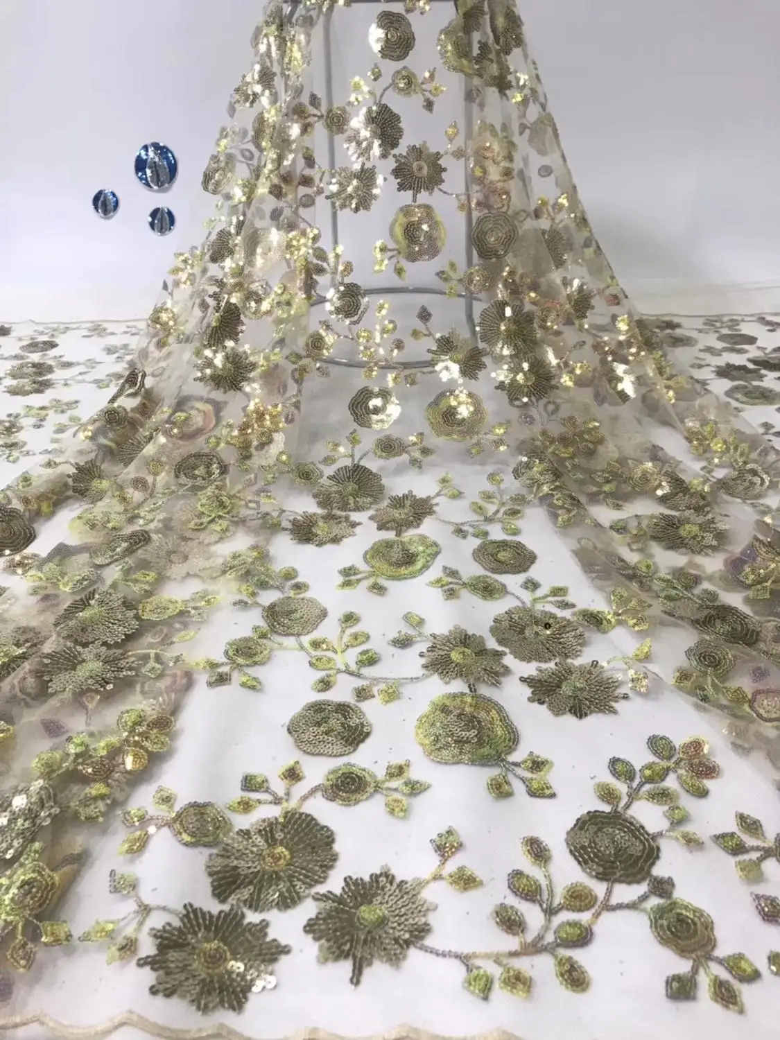 Кружевная ткань с вышивкой в африканском стиле пайетки Кружева французские