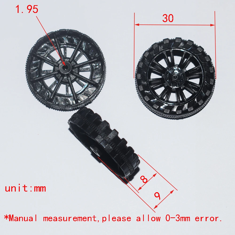 

10/100pcs 2x30mm Plastic Wheel dron rc car plane robot kids toys for boys diy baby accessories montessori juguetes nero WT302AH