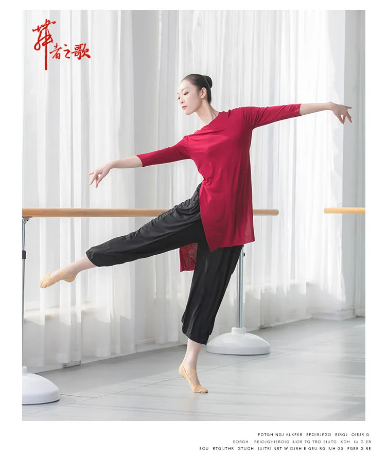 Women cropped sleeve yoga shirt dance practice blouse modal long fitness top sports wear for women gym tops women shirts