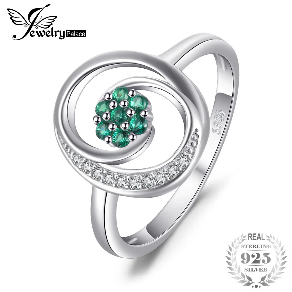 Jewelrypalace модные 0.12ct Nano России имитация Изумрудное кольцо 100% реального
