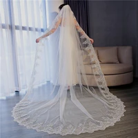 new arrival bridal lace veil elegant wedding big tail lengthen widen bride veil with comb cathedral wedding accessories