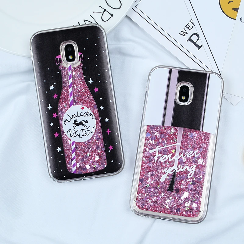 Жидкий чехол Love Heart для Samsung Galaxy J3 2017 зыбучий песок блестящий S7 S8 S9 Plus A3 A5 A7 J5 J7 2018 Capas