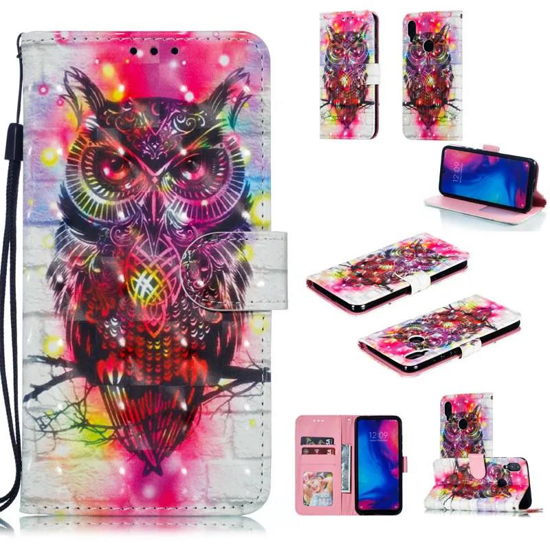 Кожаный чехол для Xiao mi Red mi Note 7, откидная крышка, Xao mi xiomi Red mi Note 7, милый чехол с 3D рисунком и отделением для карт, красный чехол для mi Note7, чехол-бампер s