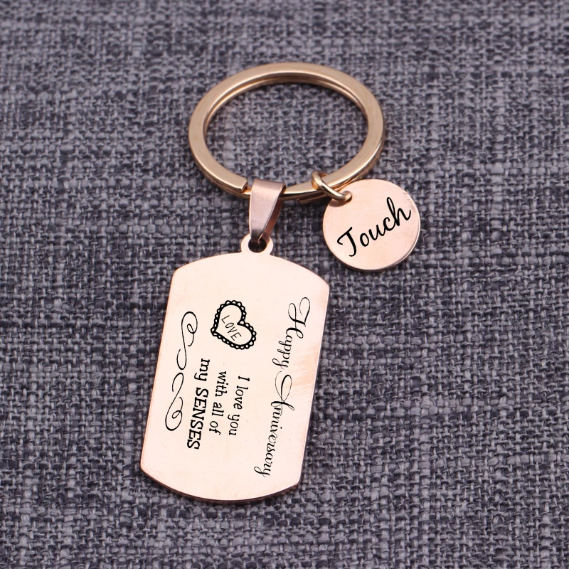 Совместные брелоки I Love You With All Of My Senses Pendant Keyrings Keytags Smell Touch Taste Sight Hearing Five Gift.