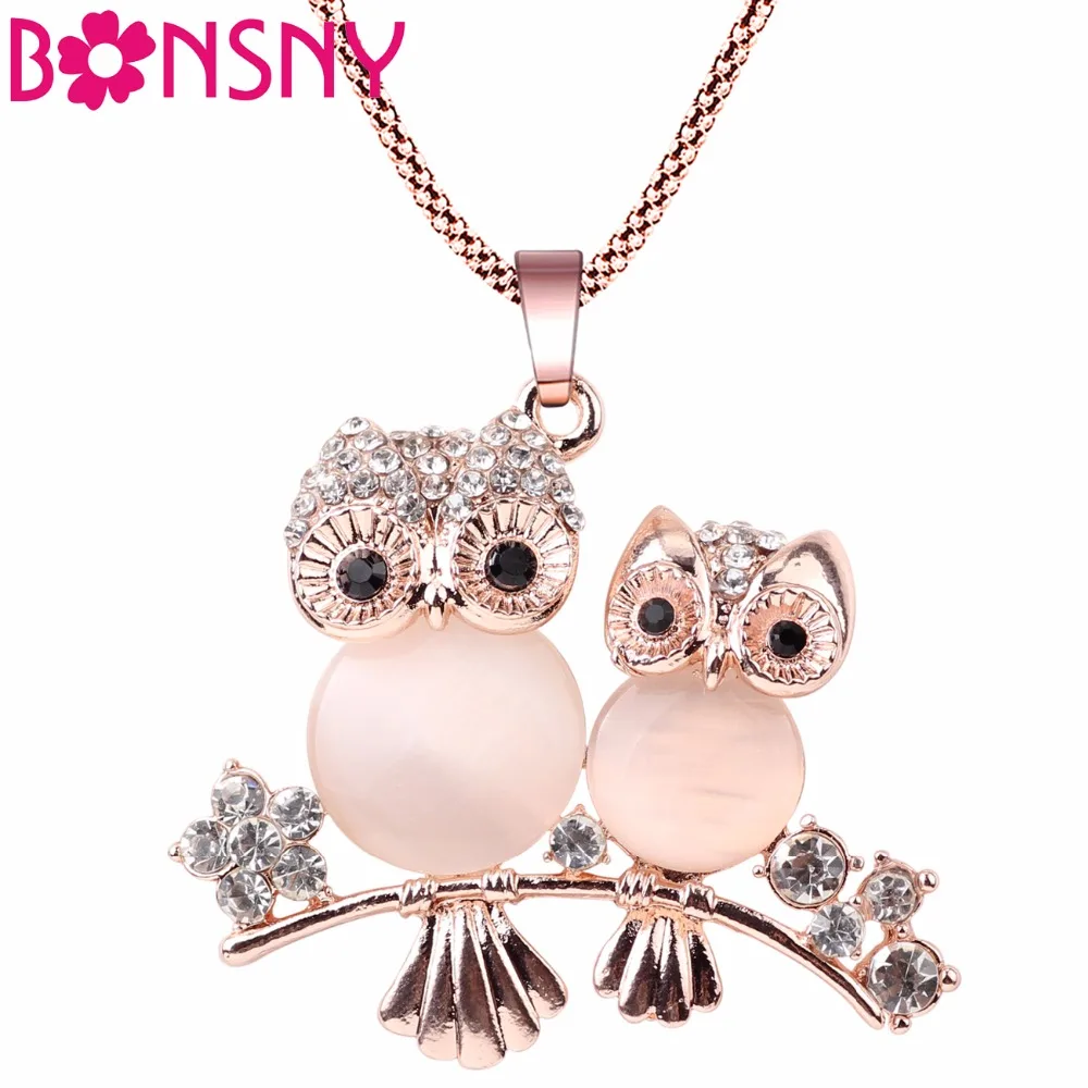 

Bonsny Maxi Crystal Owl Necklace Pendants Statement Chain Choker New 2017 Fashion Bird Jewelry For Women Bijoux Accessories